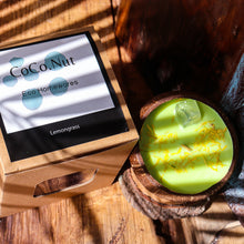 Load image into Gallery viewer, Coconut Shell Scented Candle topped with Gemstone and Dried Flowers - Spiritual Healing Energy