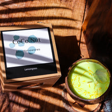 Load image into Gallery viewer, Coconut Shell Scented Candle topped with Gemstone and Dried Flowers - Spiritual Healing Energy