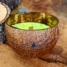 Load image into Gallery viewer, Coconut Shell Scented Candle topped with Gemstone and Dried Flowers - Spiritual Healing Energy