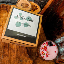 Load image into Gallery viewer, Coconut Shell Scented Candle topped with Gemstone and Dried Flowers - Spiritual Healing Energy