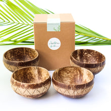 Load image into Gallery viewer, Coconut Bowls - Bundle of 4 Medium Coconut Bowls with Boho Engraving Designs