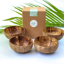 Load image into Gallery viewer, Coconut Bowls - Bundle of 4 Medium Coconut Bowls with Boho Engraving Designs
