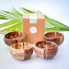 Load image into Gallery viewer, Coconut Bowls - Bundle of 4 Medium Coconut Bowls with Boho Engraving Designs