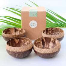 Load image into Gallery viewer, Coconut Bowls - Bundle of 4 Medium Coconut Bowls with Boho Engraving Designs