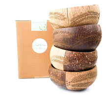 Load image into Gallery viewer, Coconut Bowls - Bundle of 4 Medium Coconut Bowls with Boho Engraving Designs