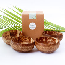 Load image into Gallery viewer, Coconut Bowls - Bundle of 4 Medium Coconut Bowls with Boho Engraving Designs