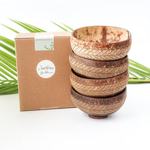 Load image into Gallery viewer, Coconut Bowls - Bundle of 4 Medium Coconut Bowls with Boho Engraving Designs