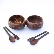 Load image into Gallery viewer, Coconut Bowl - Bundle of 2 Jumbo Bowls - With Cutleries