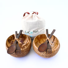 Load image into Gallery viewer, Coconut Bowl - Bundle of 2 Jumbo Bowls - With Cutleries