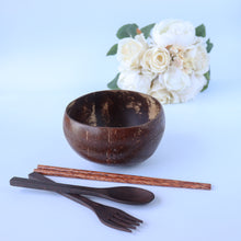 Load image into Gallery viewer, Coconut Bowl - Bundle of 1 Jumbo Coconut Bowl and Cutleries