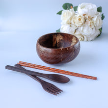 Load image into Gallery viewer, Coconut Bowl - Bundle of 1 Jumbo Coconut Bowl and Cutleries