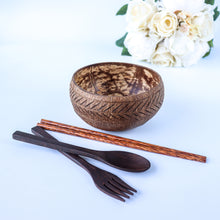 Load image into Gallery viewer, Coconut Bowl - Bundle of 1 Jumbo Coconut Bowl and Cutleries