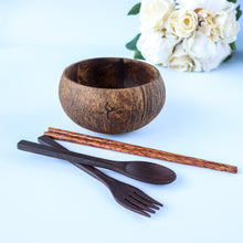 Load image into Gallery viewer, Coconut Bowl - Bundle of 1 Jumbo Coconut Bowl and Cutleries