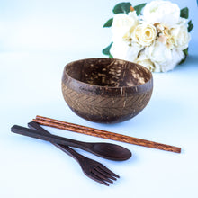 Load image into Gallery viewer, Coconut Bowl - Bundle of 1 Jumbo Coconut Bowl and Cutleries
