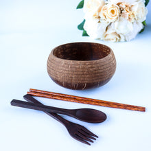 Load image into Gallery viewer, Coconut Bowl - Bundle of 1 Jumbo Coconut Bowl and Cutleries