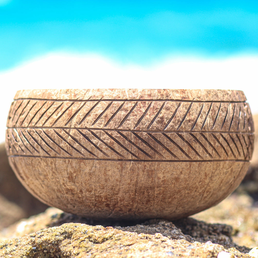 Coconut Bowls with Engraving Boho Details, enjoy your smoothy every time in a coconut bowl 