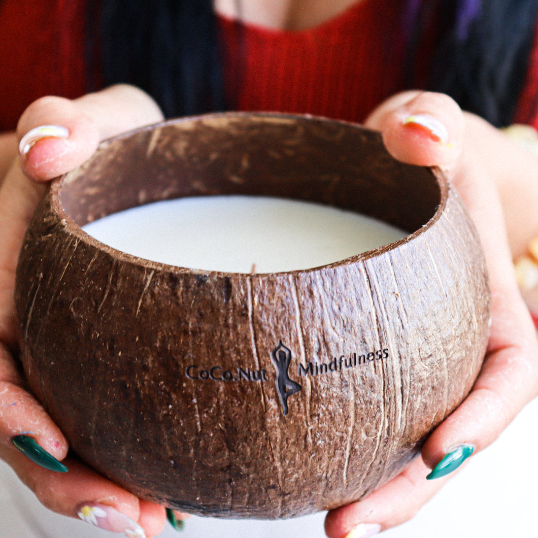 Scented Candle - Soy Wax Candle in a Coconut Bowl