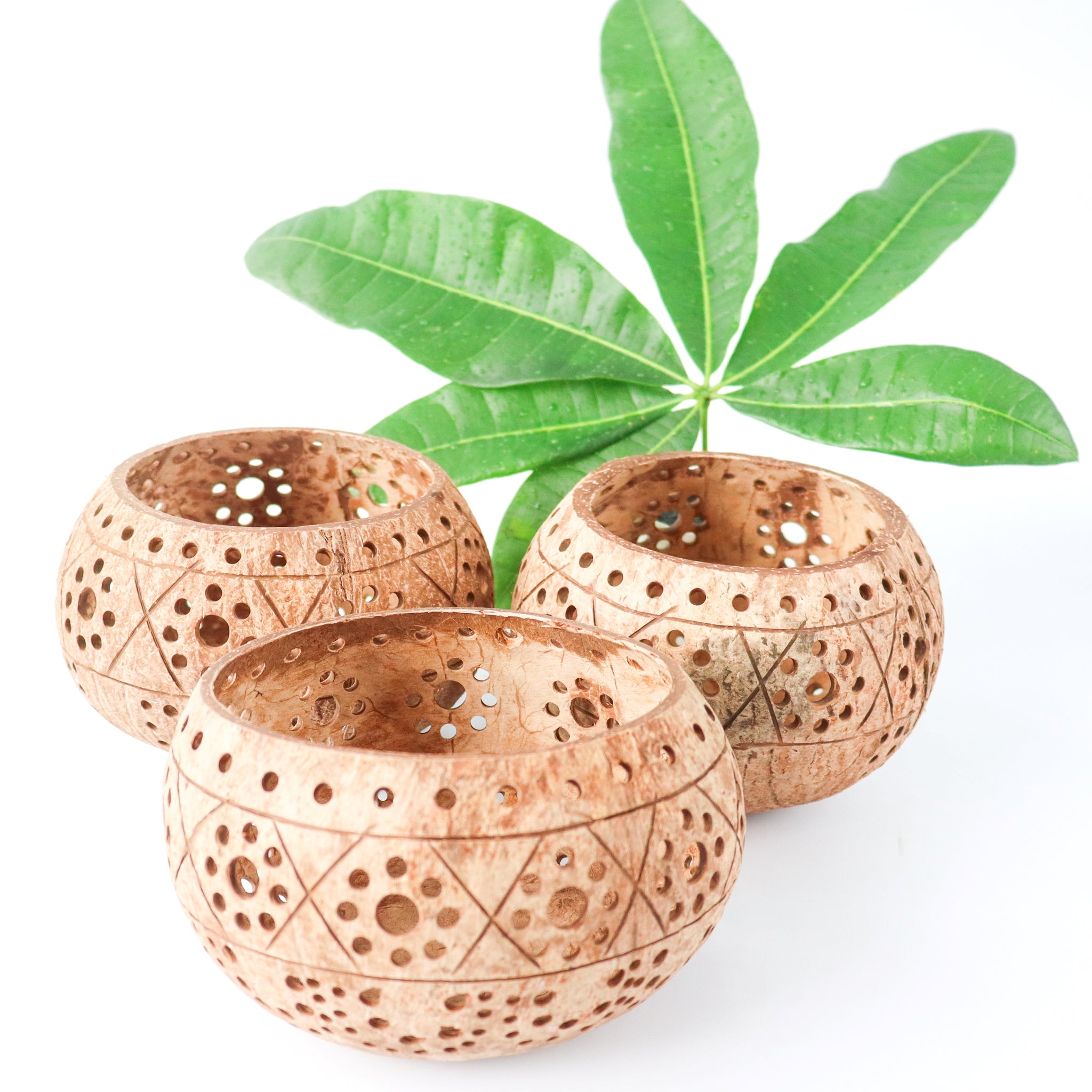 Coconut Shell Tealight Candle Holders